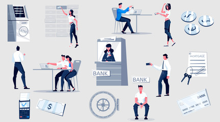 Bank Flat Icon Set