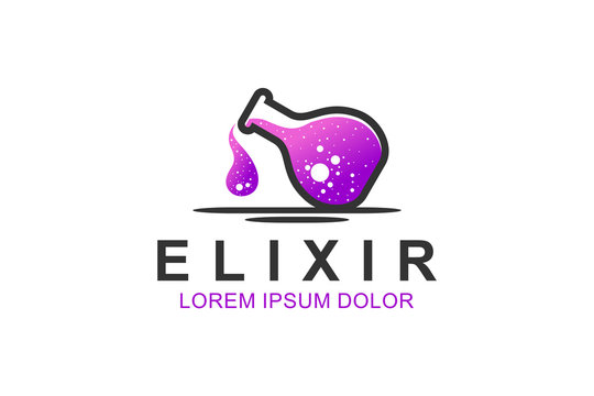 Liquid elixir chemical magic logo design icon symbol illustration vector.