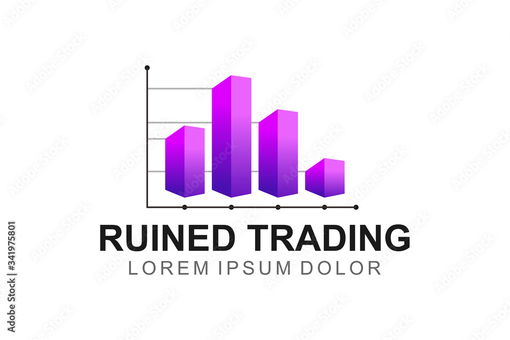 Poster decline down trading business bar chart presentation element vector template.