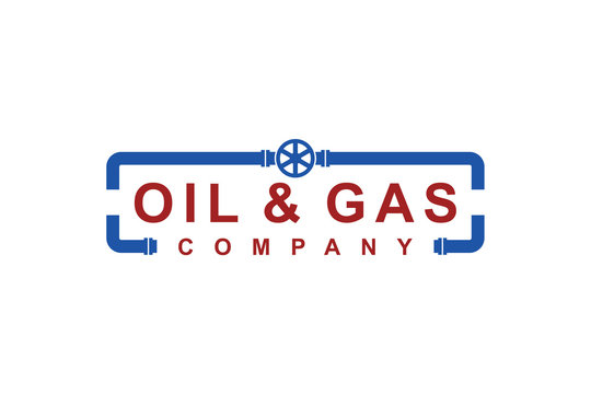 Oil gas pipe industry company logo design vector