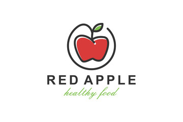 Red apple fresh fruit vector logo icon symbol illustration