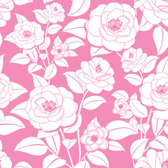Camellias pattern. Vector seamless texture.