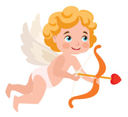 Cupid isolated on white background. Vector illustration.