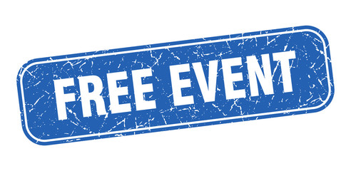 free event stamp. free event square grungy blue sign