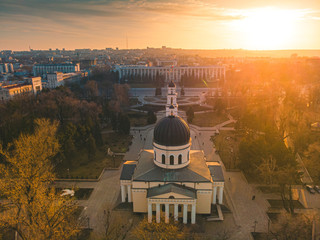 Chisinau, the capital city of the Republic of Moldova. Aerial view of Chisinau metropolitan central...