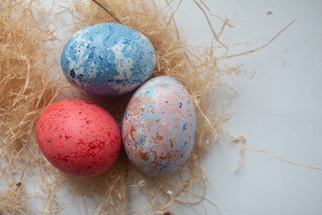 easter eggs in a nest