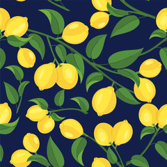 Lemon pattern. Vector seamless texture.