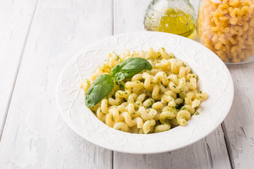 Pasta with basil pesto sauce