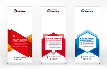 Set of different design options for advertising banners roll-up, modern design for presentations, covers, exhibitions, portable banner for street advertising, banner for conferences and seminars