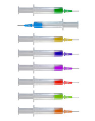 Eight syringes isolated - Vertical