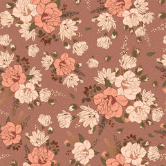 Floral seamless pattern with hibiscus. Floral background for surface design