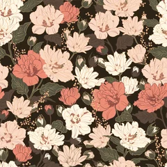 Rolgordijnen Floral seamless pattern with hibiscus. Floral background for surface design © Anastasi