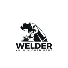 Welding logo industrial  logo company logo design side view, WELDER LOGO SIMPLE AND CLEAN LOGO 