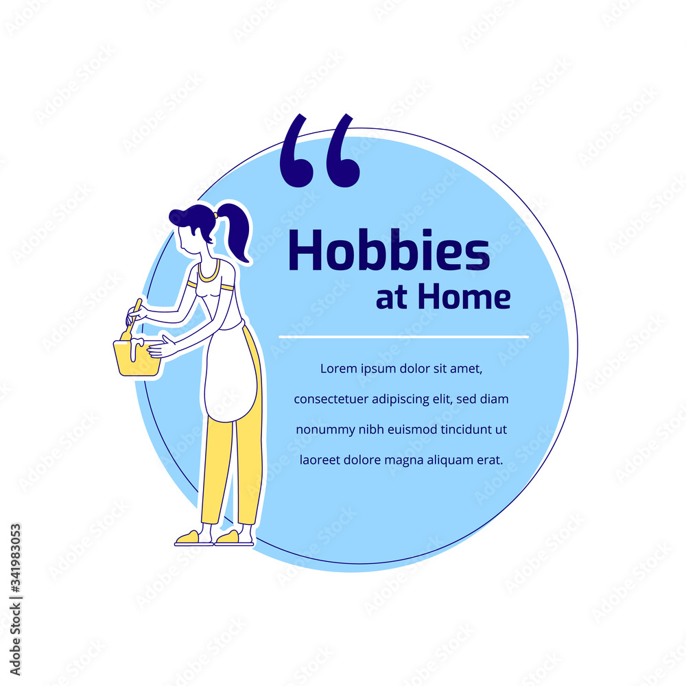 Aufkleber cooking flat silhouette vector character quote. woman learn culinary. hobbies at home. citation blan