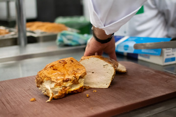 Meatloaf in trays fresh pulled out from the oven