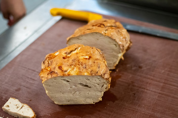 Meatloaf in trays fresh pulled out from the oven