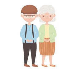 Isolated grandmother and grandfather avatar vector design