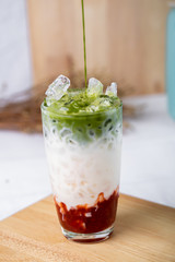 Strawberry matcha latte