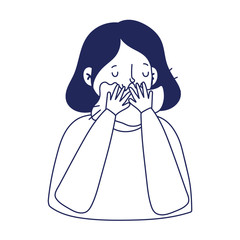 Woman with cold and tissue vector design