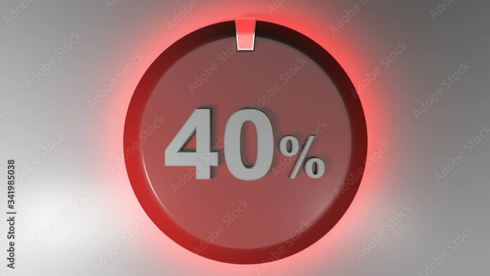 Poster a red circle sign with the write 40% and a rotating cursor - 3d rendering video clip