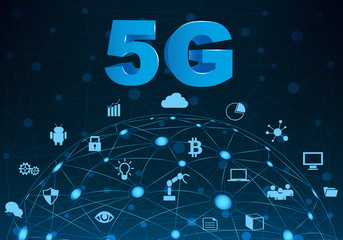 Obraz premium Internet networking concept and 5G technology