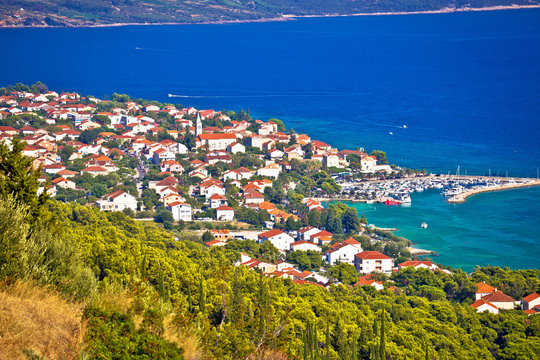 Town of Orebic on Peljesac peninsula view from the hill