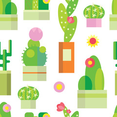 Seamless Cactus Pattern in Vector