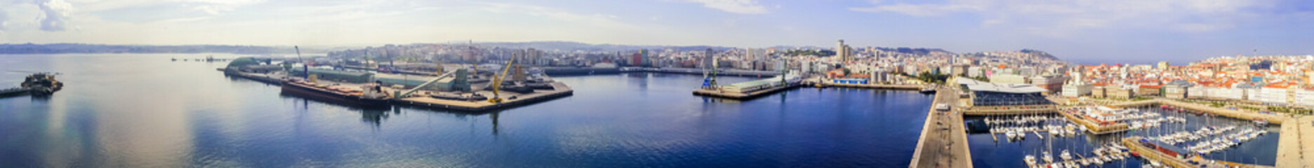 Naklejka premium Aerial view in La Coruña, city of Galicia,Spain. Drone Photo