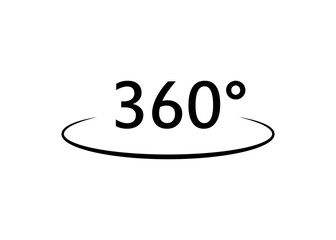 360 degrees isolated black icon in flat. Vector illustration
