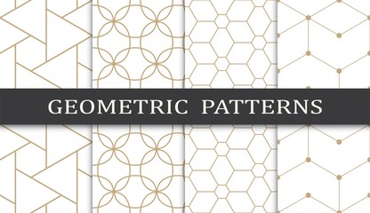 golden geometric seamless pattern set