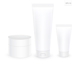 Blank White cosmetic tube pack Of Cream Or Gel. Ready for your package design. isolated on white background