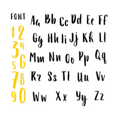 Vector alphabet. Hand drawn letters. Letters of the alphabet written with a brush.