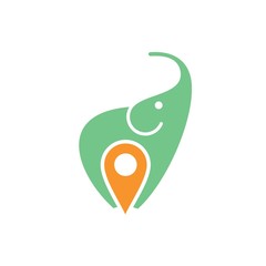 logo elephant and map icon vector
