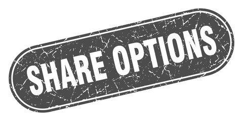 share options sign. share options grunge black stamp. Label