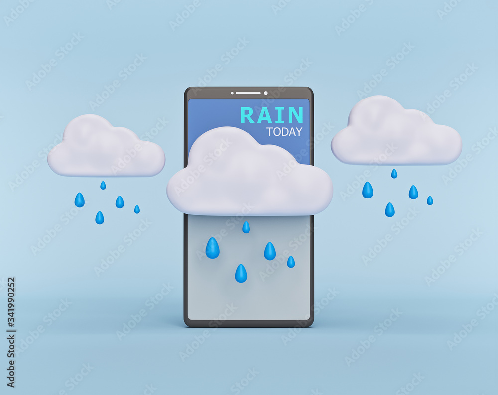 Aufkleber rain today icon, symbol on a smartphone. weather forecast widget, mobile application concept. minima