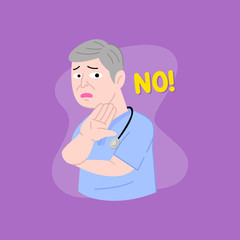 OLD MAN DOCTOR SAY NO ILLUSTRATION