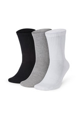 Set of short socks white, grey, black isolated on white background. Three pair of socks. Sock for sports on invisible foot as mock up for advertising, branding, design.