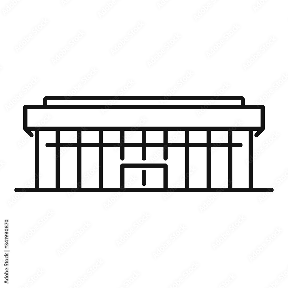 Poster expo center icon. outline expo center vector icon for web design isolated on white background