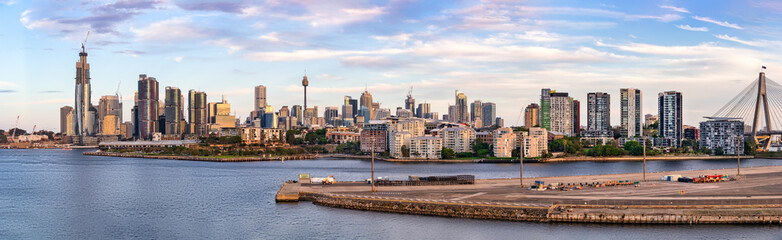 Cityscape panorama at White Bay cruise terminal in Sydney, Australia.