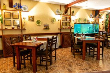 Interior of cozy classic Italian restaurant