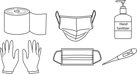 Medical set. Outline set of medical objects vector icons for web design isolated on white background