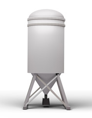 Silo - clean construction object, grey on white background, 3D object