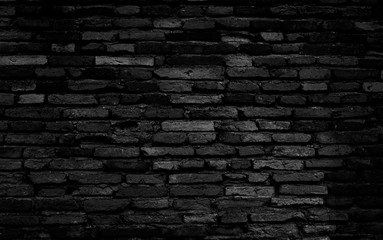 Old black brick wall texture background, black stone block wall texture, rough and grunge surface