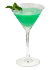 Peppermint cocktail on a white background