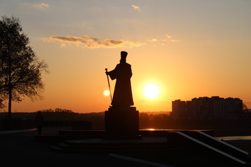 the monument to the Governor strictly in Syzran Russia at sunset
