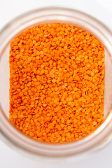 orange lentils in a lot
