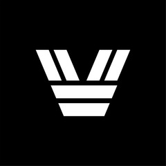 Vector Double Sided Geometric Lines Logo Letter V