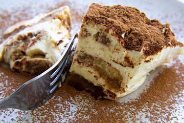 Traditional italian dessert tiramisu cake