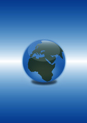 earth globe on blue background