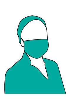 teal surgeon wearing mask clip art preview